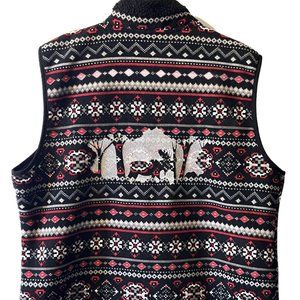 OOAK  Karen Scott  Fuzzy/Fluffy Sweater Vest   Custom Embroidered  Moose  XL